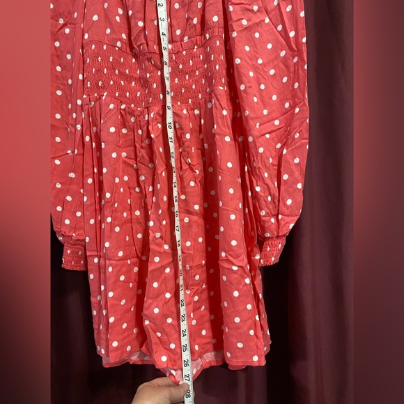 AFRM Coral polka dot mini dress size L - Picture 5 of 10